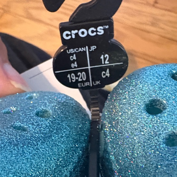 CROCS Kids Sparkly Blue Sandals - Picture 2 of 5